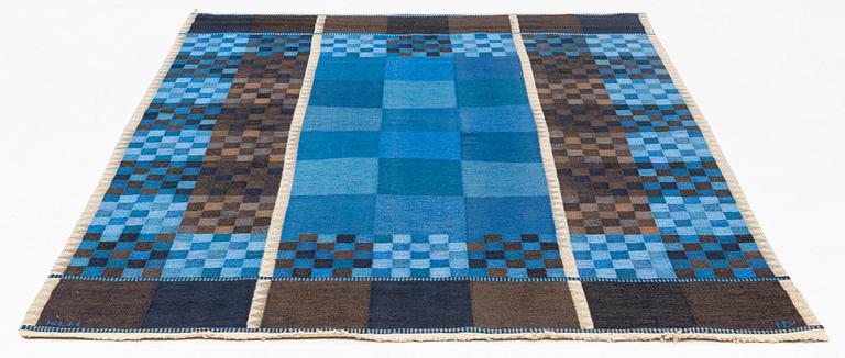 Ingrid Dessau, a carpet, ”Blå Rutor”, flat weave, ca 269 x 175 cm, signed KLH ID.