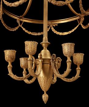 LJUSKRONA, förgylld metall, empirestil, tidigt 1900-tal. H 74.