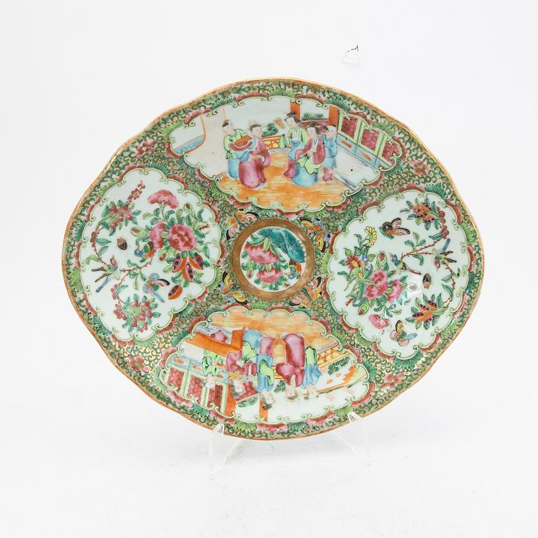 Bålskål samt fat 3 st Kina  Kanton sent 1800-tal porslin.