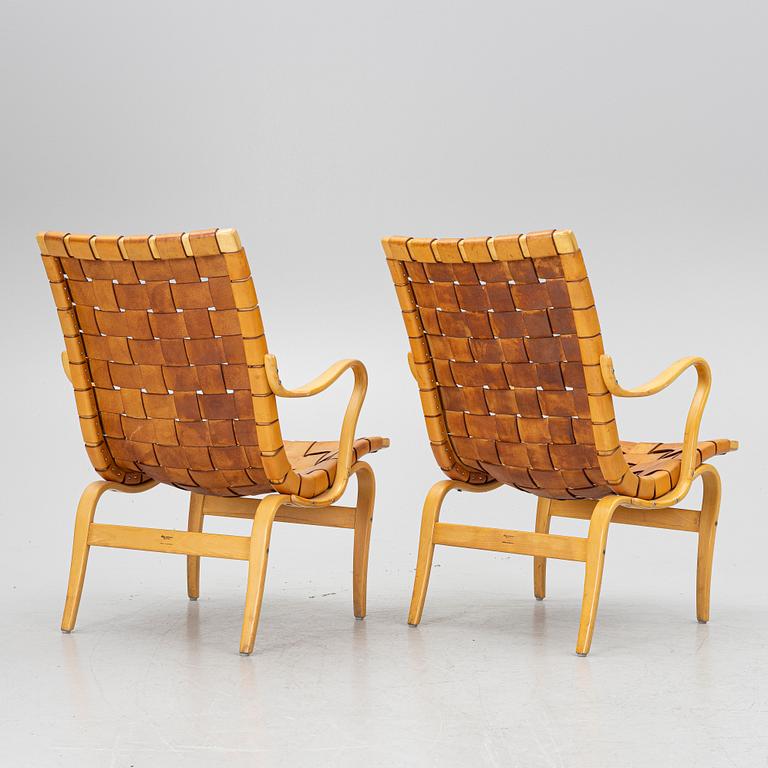 Bruno Mathsson, fåtöljer, ett par, "Eva", Firma Karl Mathsson, Värnamo.