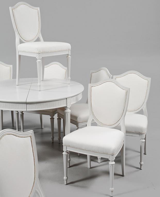 MATSALSGRUPP, 13 delar, gustaviansk stil, 1900-talets andra hälft.