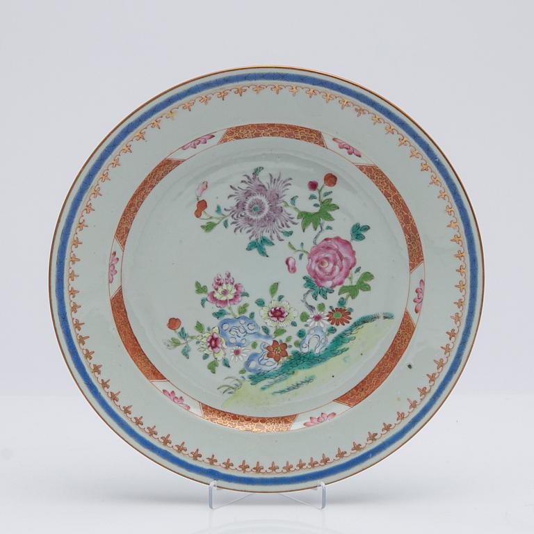 Tallrikar, 5 st, porslin, Kina, Qianlong (1736-95).
