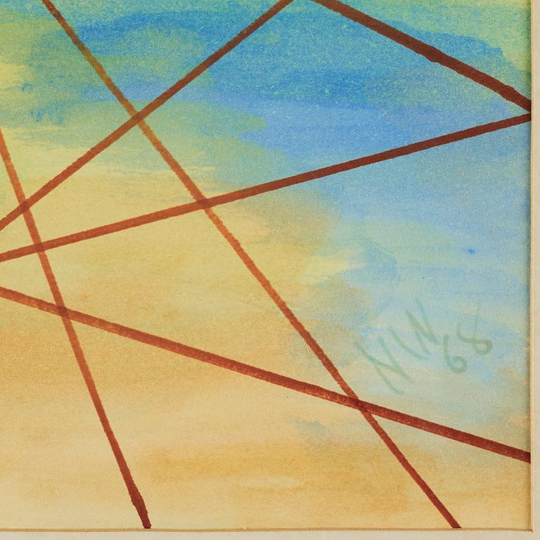 NELL WALDEN, watercolour/mixed media on paper, signed and dated -68.