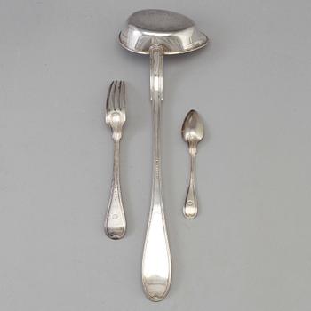 14 pieces of silver flatware, Uppsala, 1833.