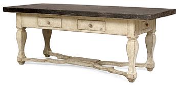 A Swedish stone top table dated 1869.