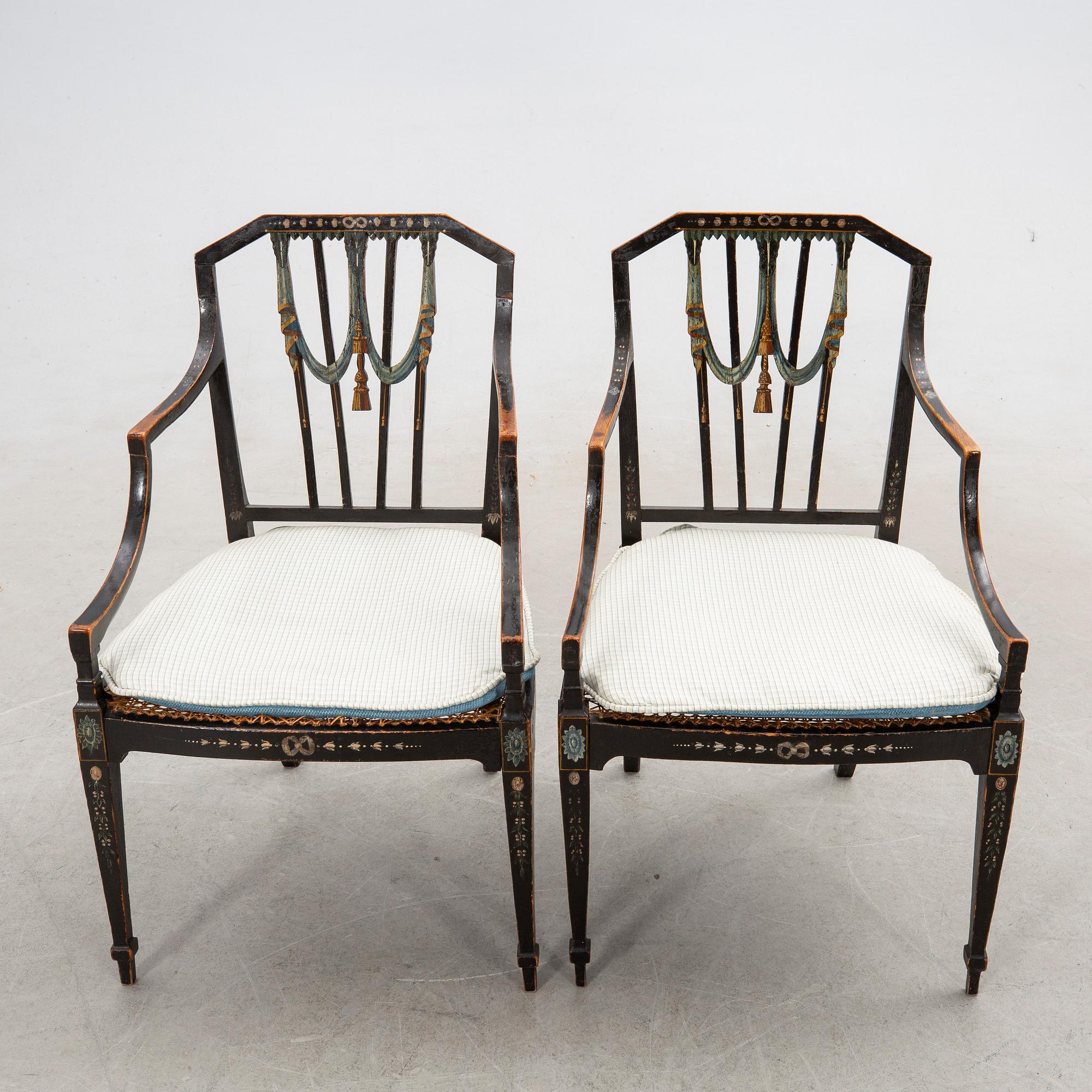Armchairs, a pair, Denmark, 19th century.