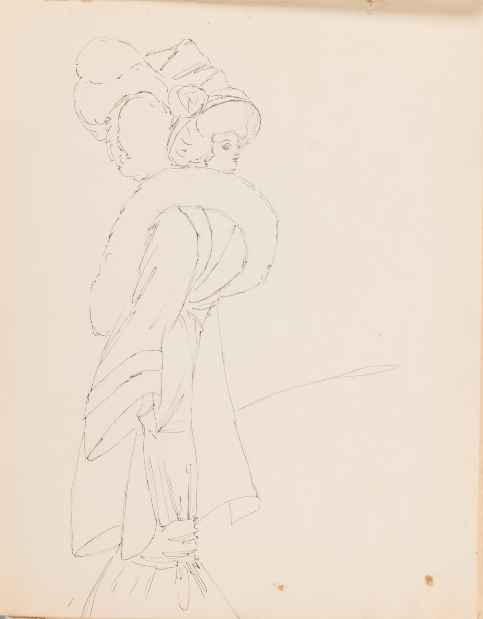 CARL JENSEN-CARLÉN, a scetch book with drawings, mixed media, 27 pages, partially signed C.C.