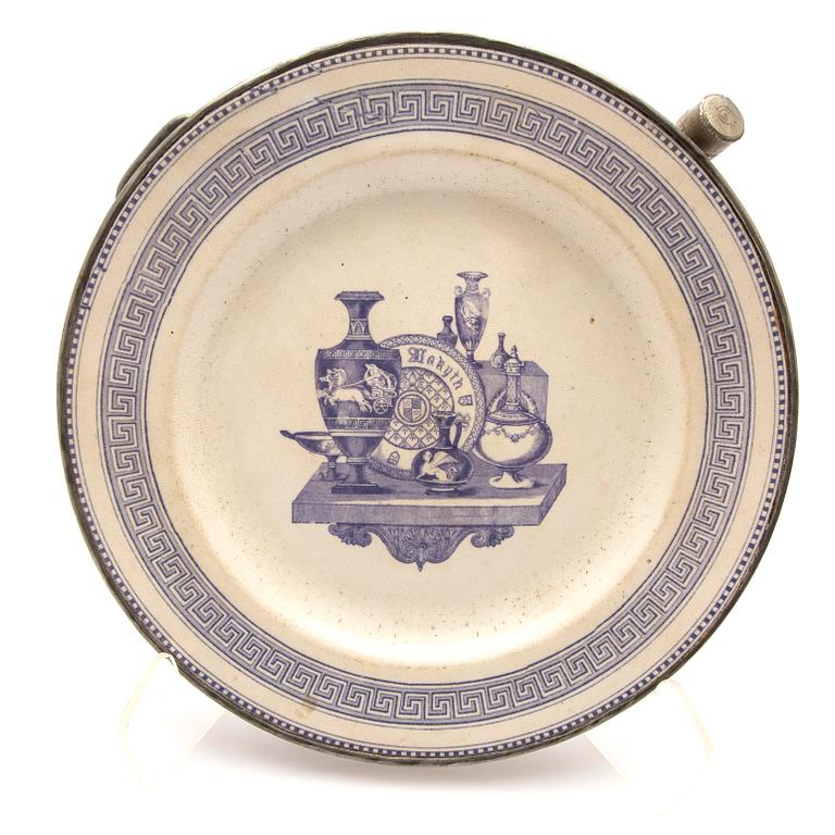 Hot watert plates, two pieces, creamware, Europe 19th century.