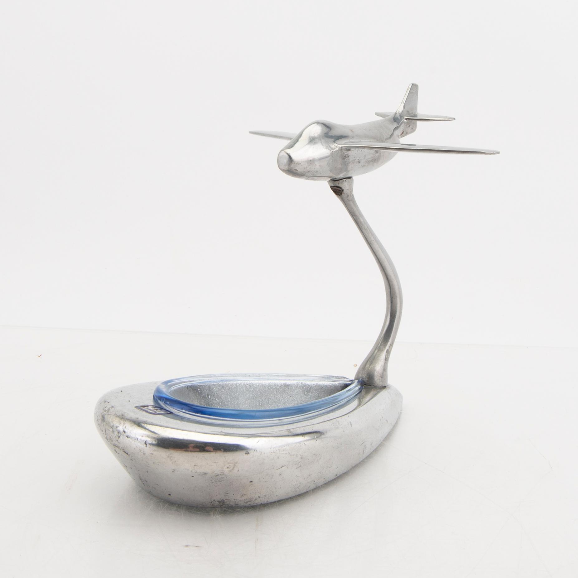 Ashtray Saab J29 "Tunnan" aluminum and glass.