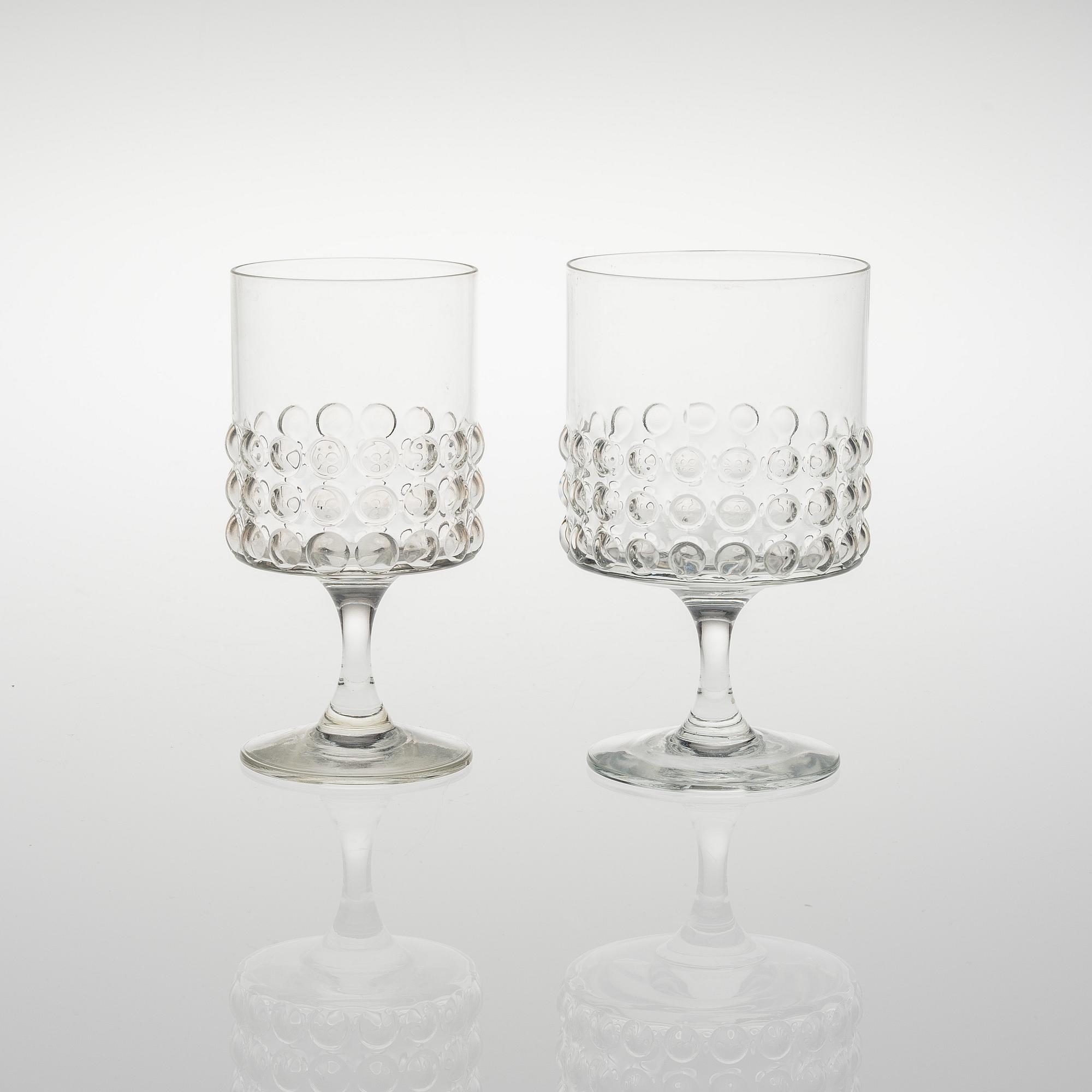 NANNY STILL, KANNA samt GLAS PÅ FOT, 5 + 1 ST, glas, "Grappo", Nanny Still, Riihimäen Lasi.