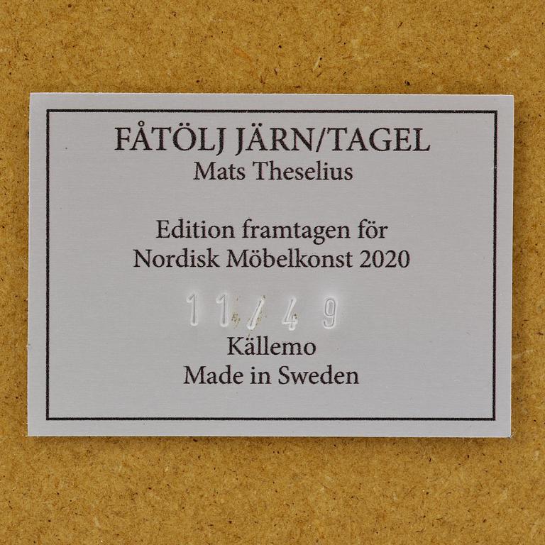 Mats Theselius, fåtölj, "Järn/Tagel", ed. 11/49, Källemo, Värnamo, 2020.