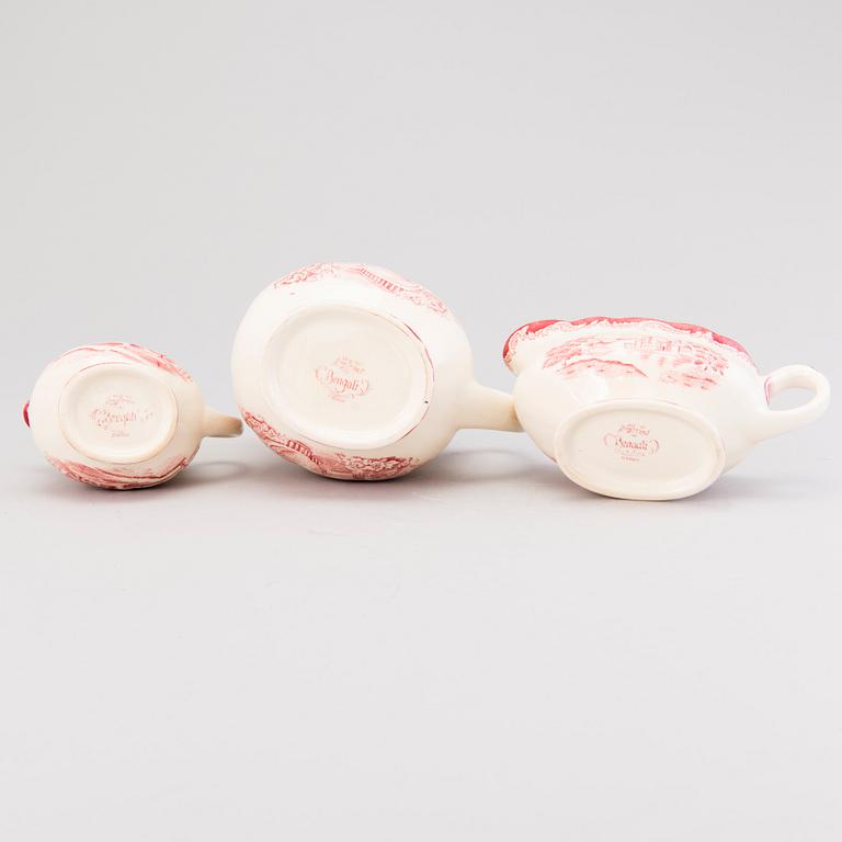 MATSERVIS, 157 delar, flintgods, "Bengali, röd", Rörstrand, 1940-tal.