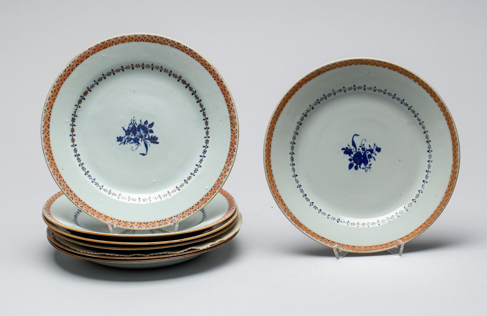 TALLRIKAR, 7 st, Kina Qianlong (1736-1795).