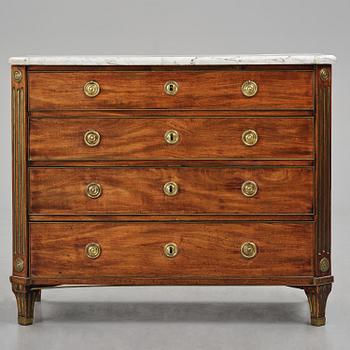 A late Gustavian mahogany commode, Stockholm, late 18th century.
