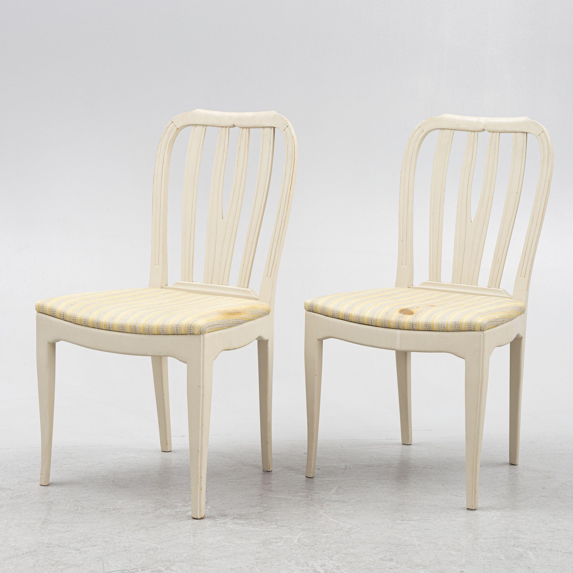 Carl Malmsten, six 'Juni' chairs and a dining table, second half of the 20th Century.