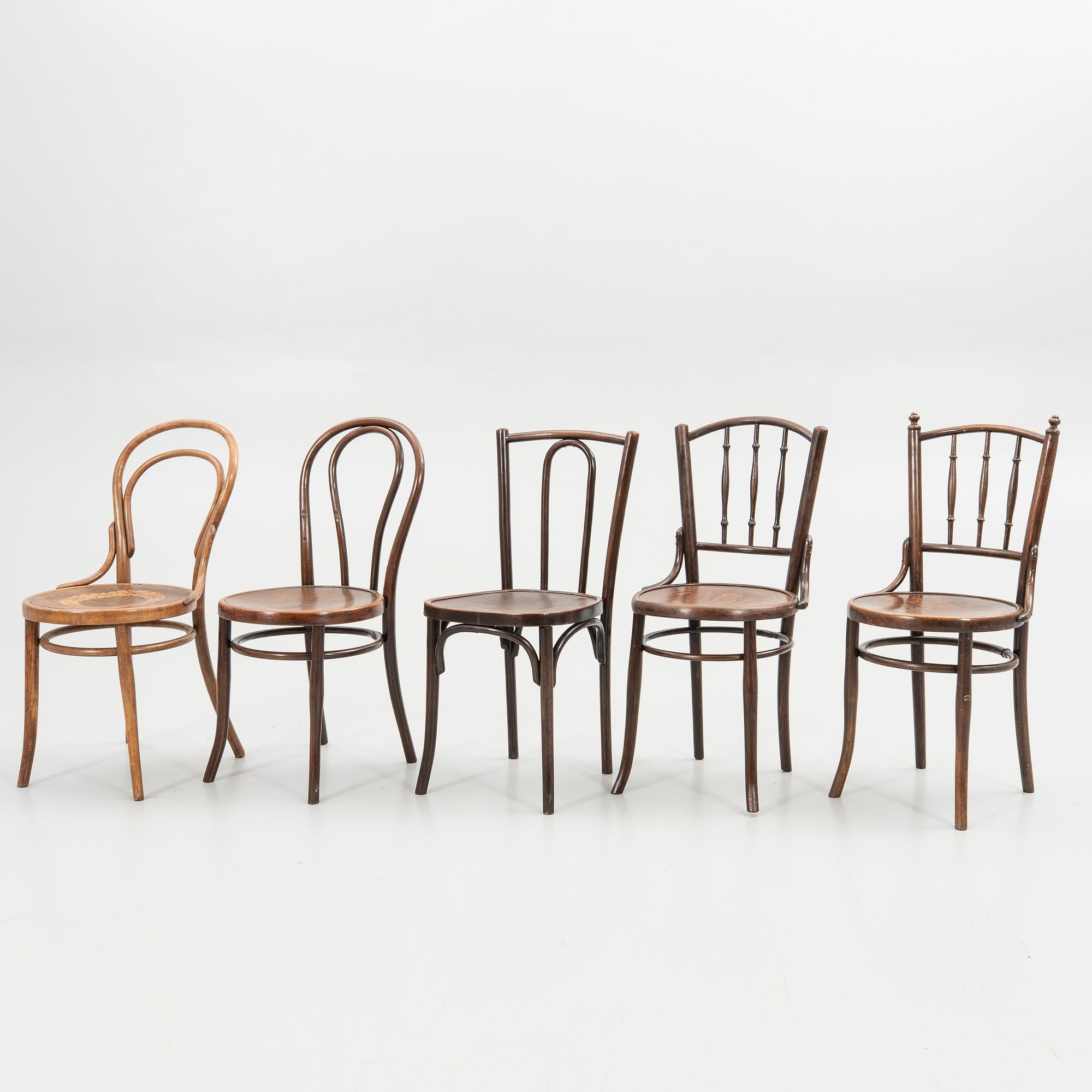 Chairs, 7 pieces, including Thonet, early 20th century.