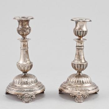 LJUSSTAKAR, ett par, silver, Adam Tillström, Växjö, 1835.