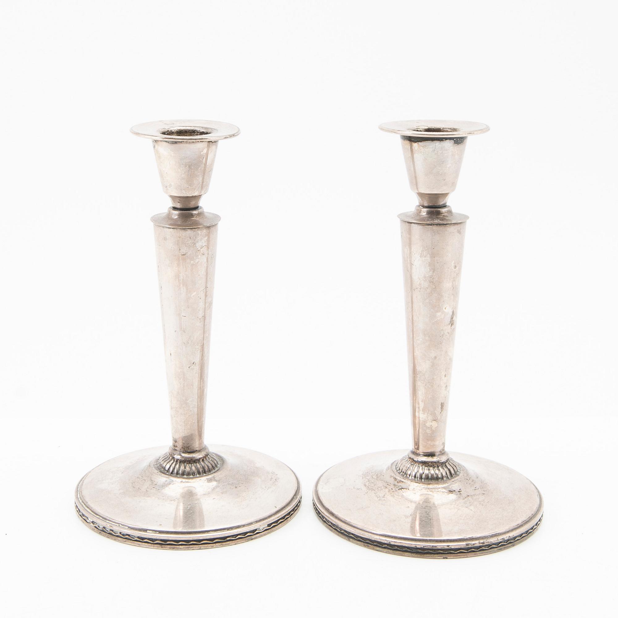 Eric Råström, Candelsticks, a pair, silver, CG Råström, Stockholm 1965.
