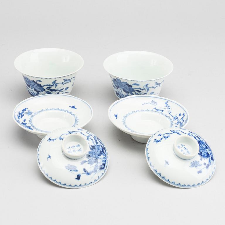 A set of two Chinese porcelain blue and white rice bowls, around 1900.