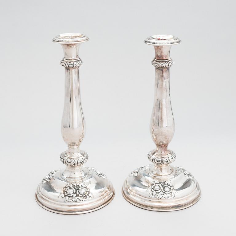 A pair of 19th-century Viennese silver candlesticks, Austro-Hungarian empire 1852.