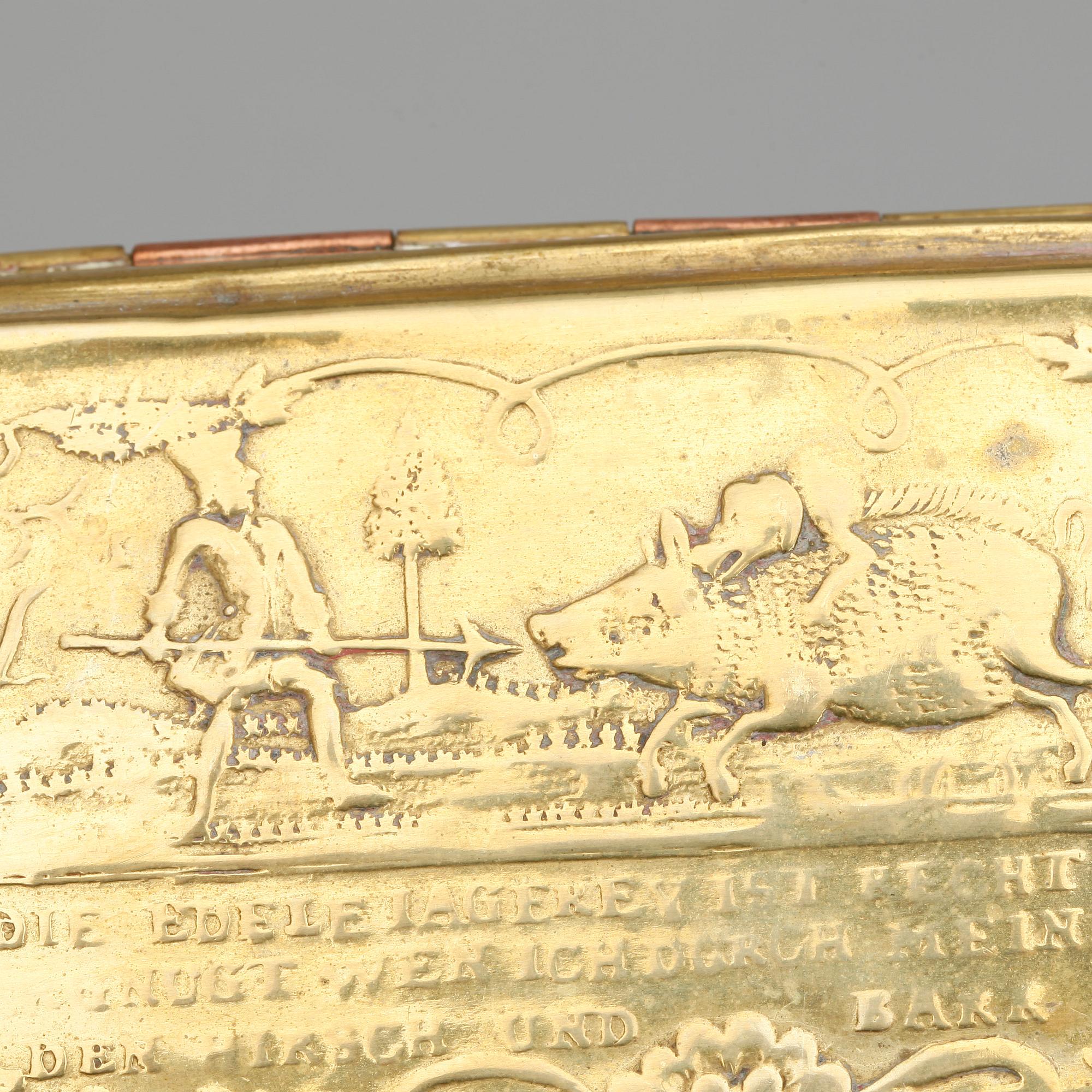 KALENDERDOSOR, 4 st mässing, 1700-tal samt 1800-tal.