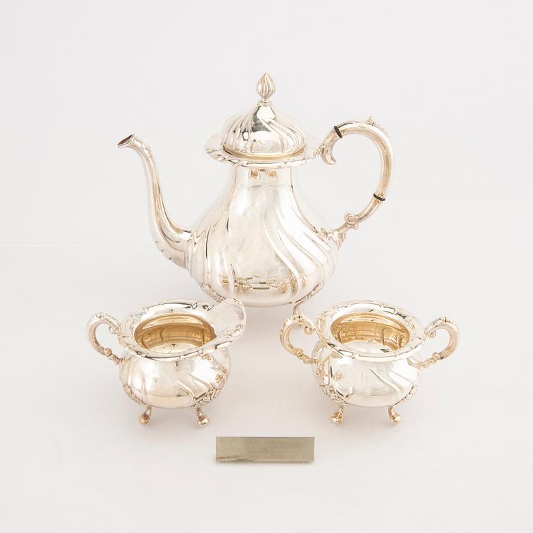 A 20th century three pcs silver coffee service total weight 934 gram.