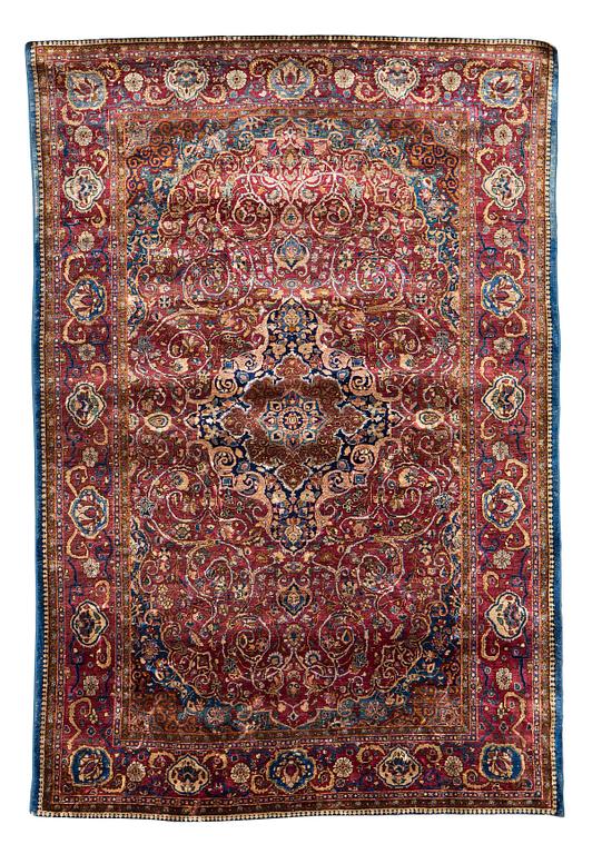 A rug, semi-antique silk Kashan, ca 194 x 127 cm.