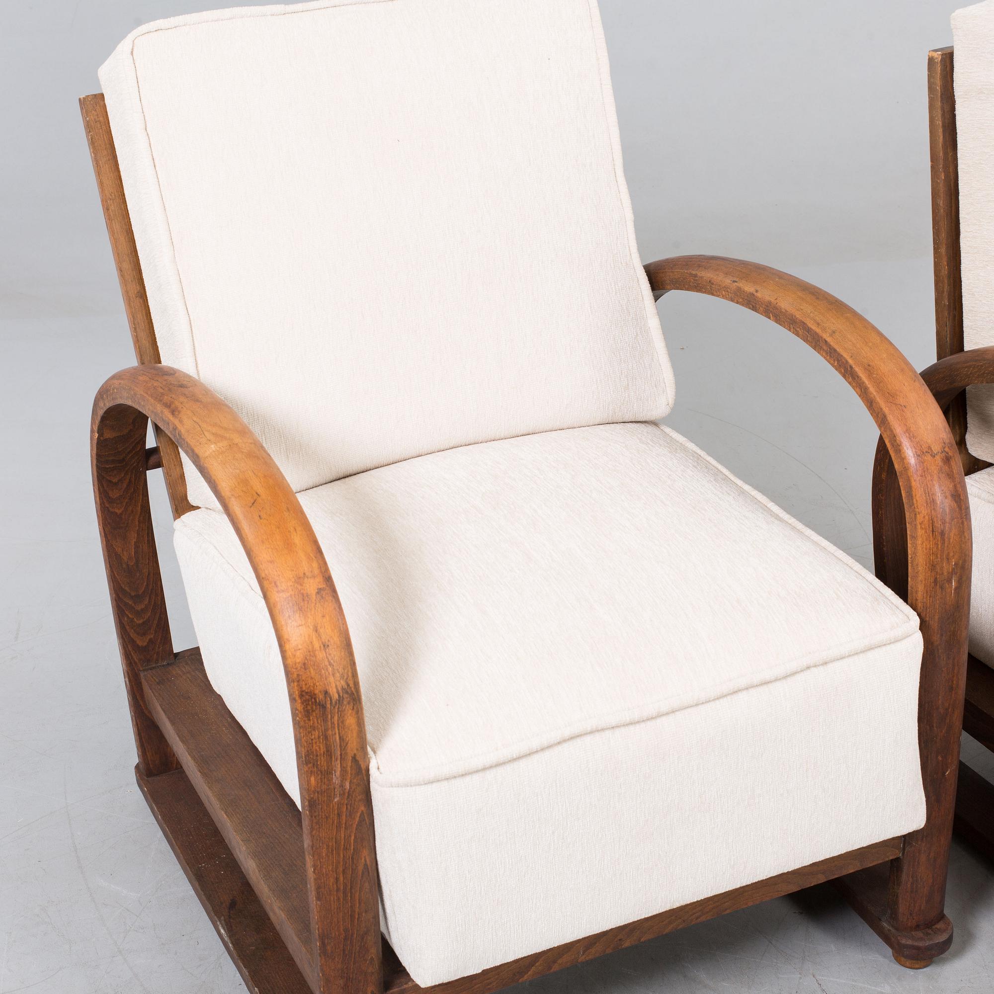 FÅTÖLJER, ett par, art-deco, etikettsmärkt; Vienna Pancota.