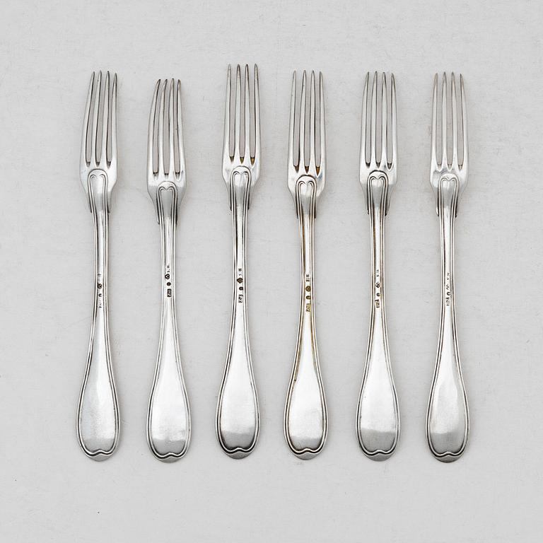 Pehr Zethelius, Forks, 6 pcs, silver, Stockholm 1808.
