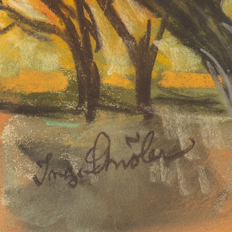 Inge Schiöler, pastel, signed.