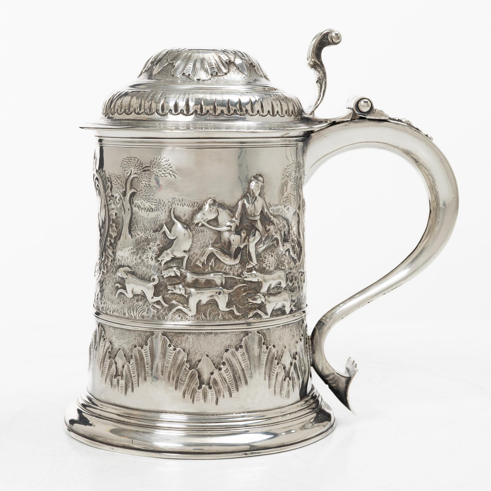 Richard Gosling, dryckeskanna, silver, London 1736.