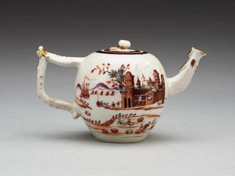 A 'European Subject' teapot with cover, Qing dynasty, Qianlong  (1736-95).