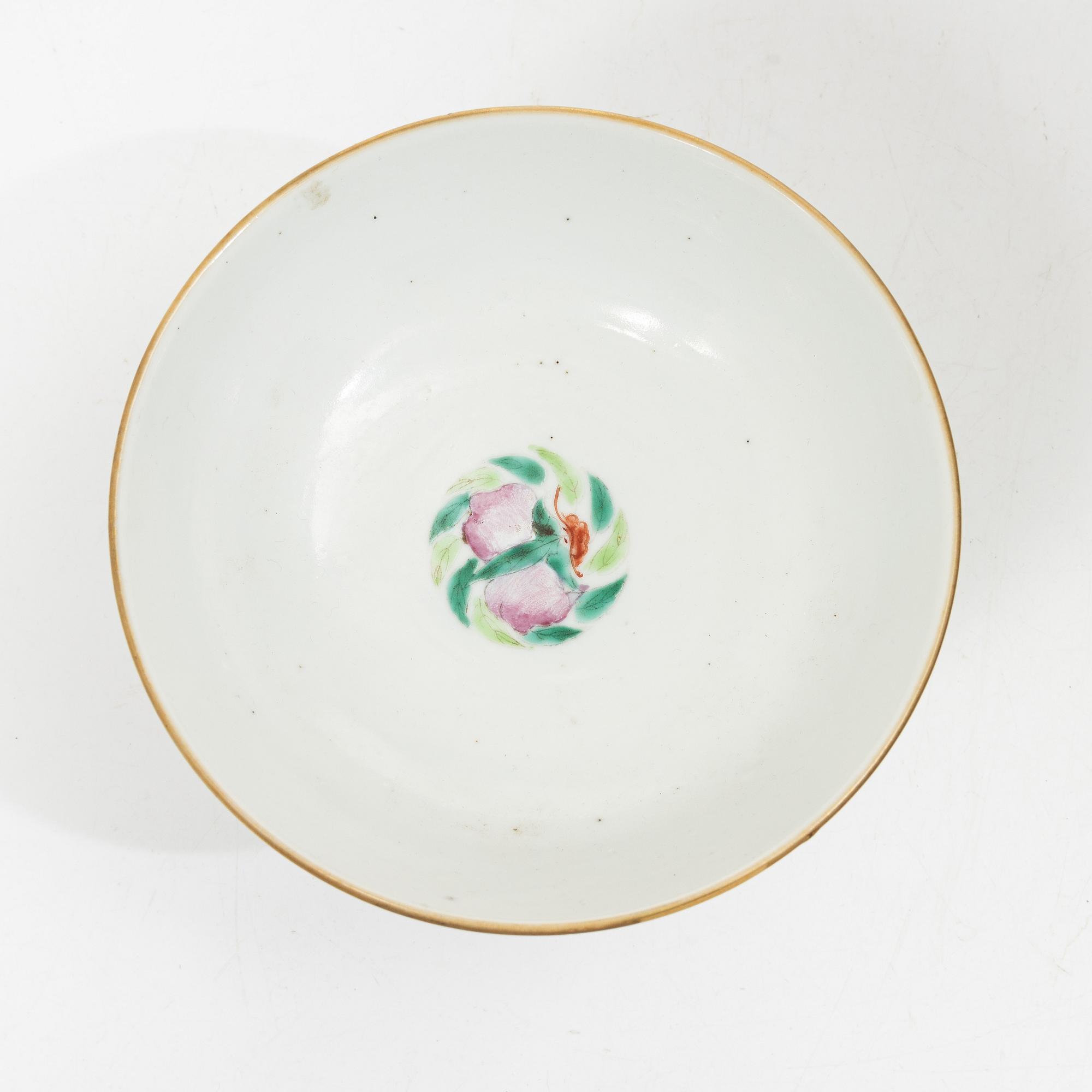A pair of paintings on stone made in to wall scones and a stemcup, Qing dynasty, 19th century.