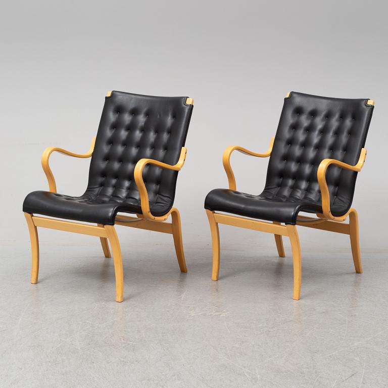 A pair of 'Mina' chairs designed by Bruno Mathsson, Bruno Mathsson International, Värnamo, Sweden.