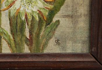 OKÄND KONSTNÄR, olja på duk på pannå, monogram sign SA.