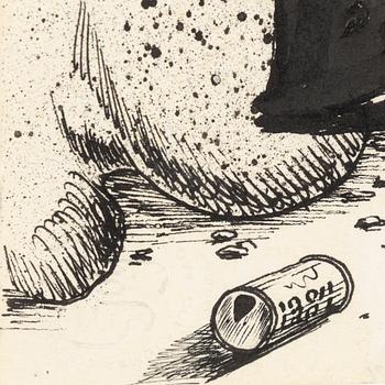 ULF RAHMBERG, mixed media with collage, signed with monogram on verso.