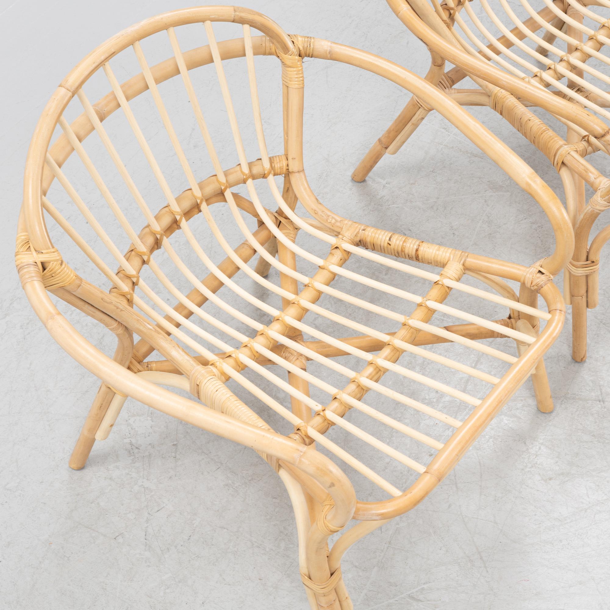 Knut Hagberg & Marianne Hagberg, a pair of 'Albacken' rattan and bamboo easy chairs, IKEA.