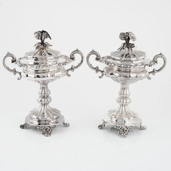 A Pair of Swedish Silver Sugar Bowls, mark of Gustaf Möllenborg (Carl Teodor Féron), Stockholm 1856.