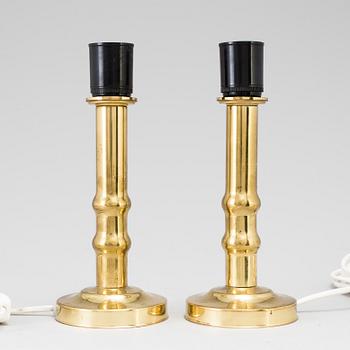 A pair of brass table lamps by ABO Randers, Denmark. Second half of the 20th century.