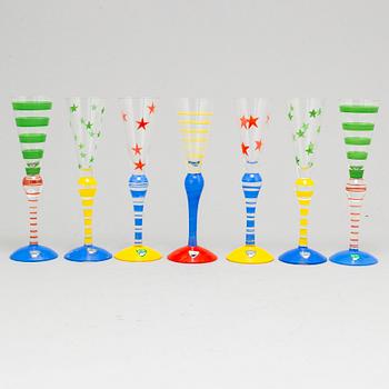 ANNE NILSSON, seven 'Clown' vodka glasses from Orrefors.