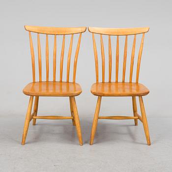 a pair of birch and beech chairs, Åkerblom, second half of the 20th century.
