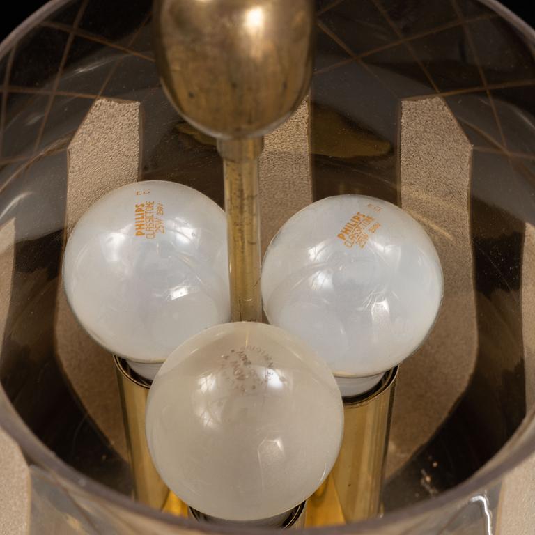 A Swedish Modern brass and glass ceiling light, 1940's.