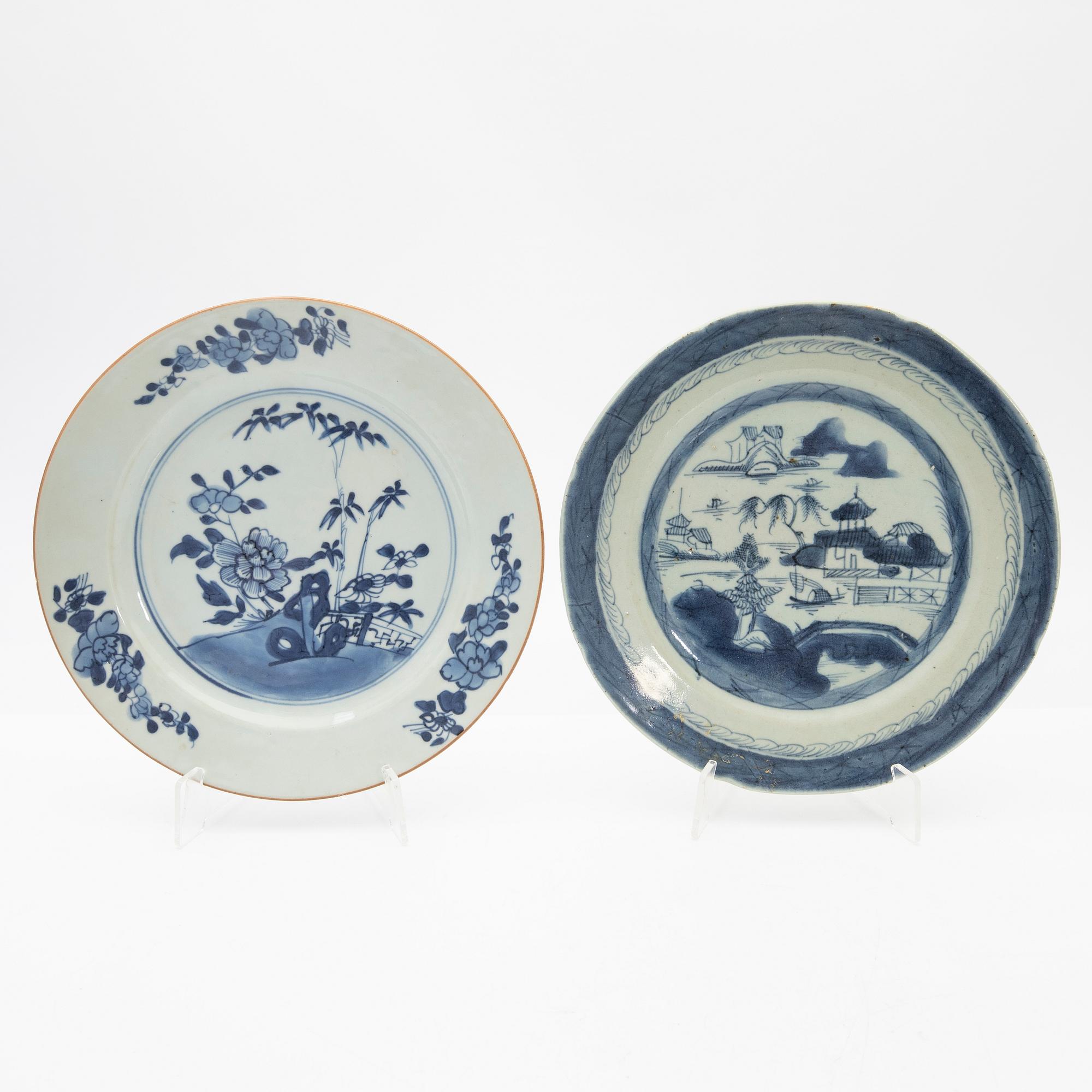 Tallrikar, 6 st, porslin, Kina, 17/1800-tal.