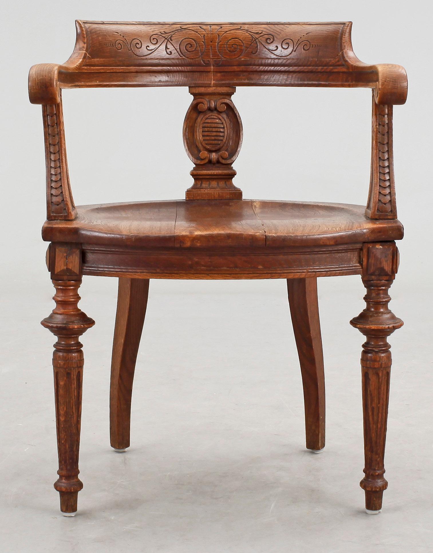 SKRIVBORDSSTOL, nyrenässans, 18/1900-tal.