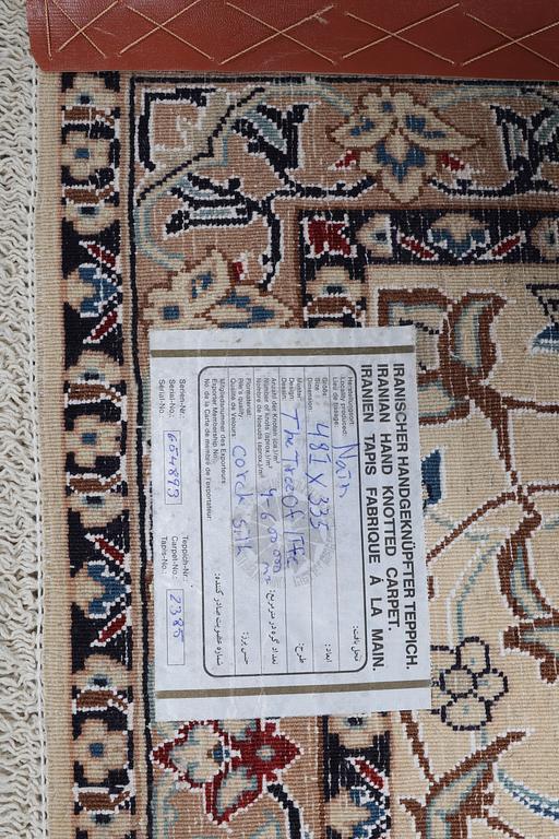 A carpet, Nain, 9 LAA, part silk, ca  484 x 335 cm.