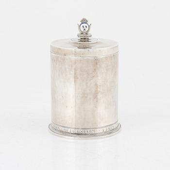 A Swedish sterling silver jar with lid, mark of Atelier Borgila, Stockholm 1934.