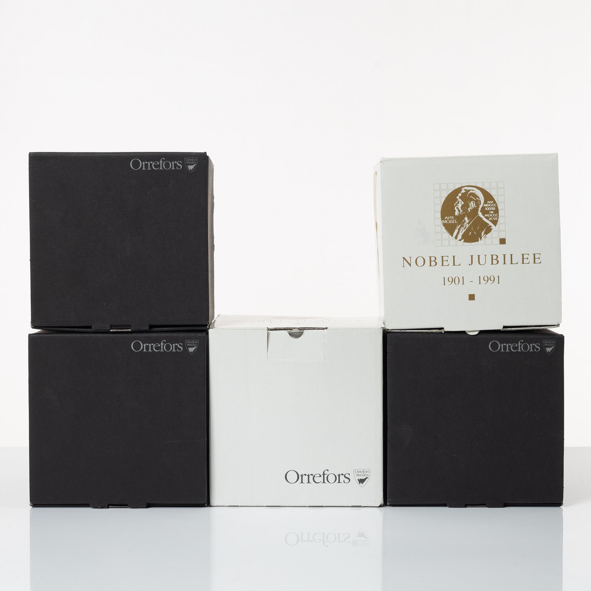 Gunnar Cyrén, Nobel, 5 martini glasses, Orrefors,