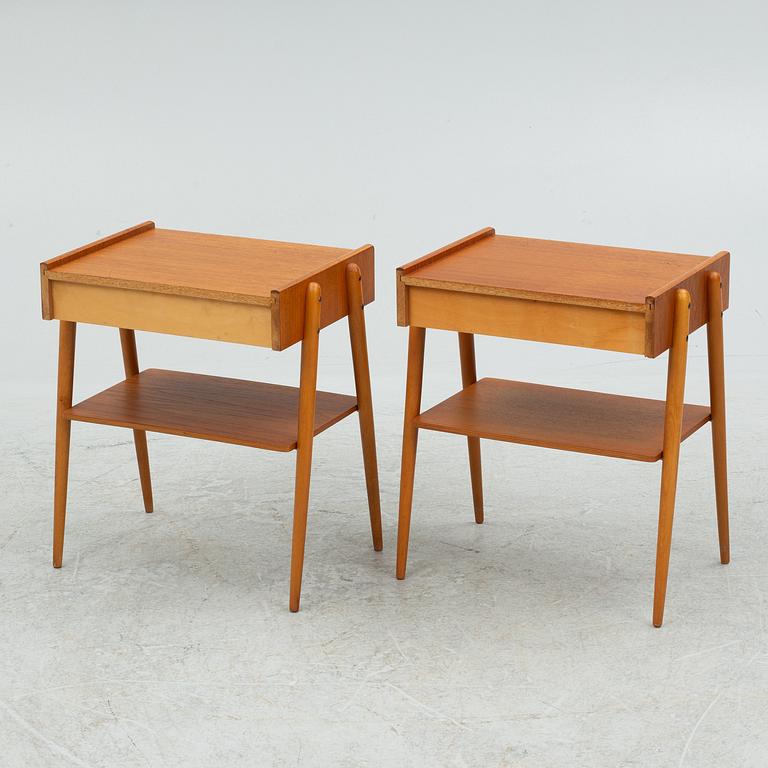 Bedside tables, a pair, Carlström, 1960s.