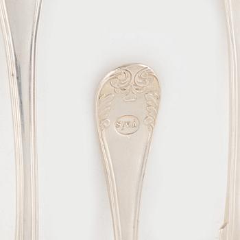 A set of eleven Swedish silver table spoons, mark of Gustaf Theodor Folcker, Stockholm 1845-46.