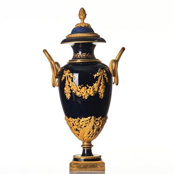 A large French ormoulu mounted 'Sèvres' porcelain jar with cover, circa 1900.